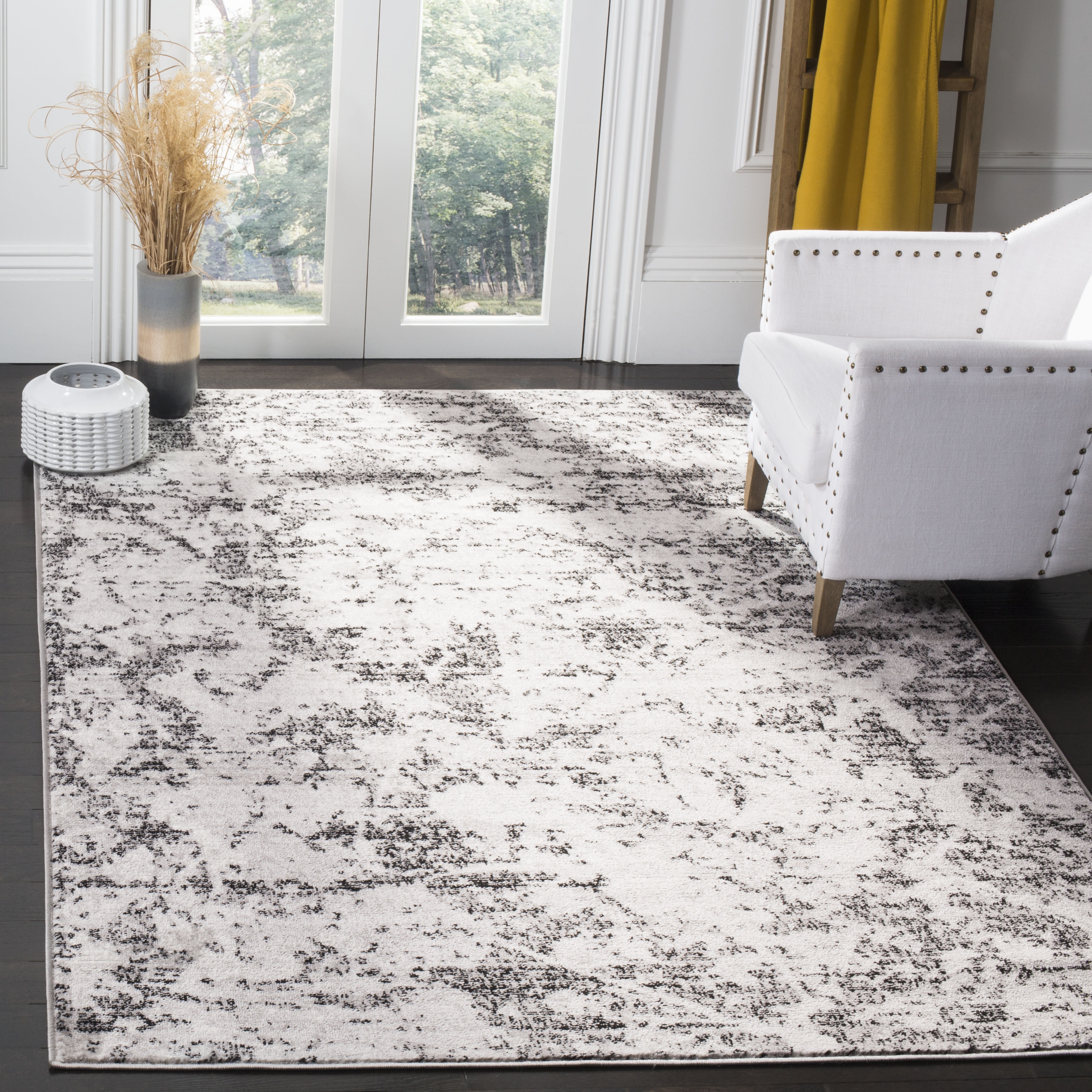 Arlo Home Woven Area Rug, SKY186L, Charcoal/Ivory,  9' X 12' - Image 0
