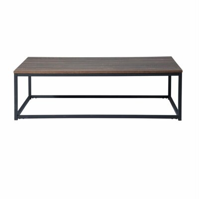 Modern Industrial Style Rectangular Wood Grain Top Coffee Table With Metal Frame - Image 0