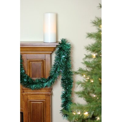 50 Festive Xmas Green Christmas Tinsel Garland - Unlit - 8 Ply - Image 0