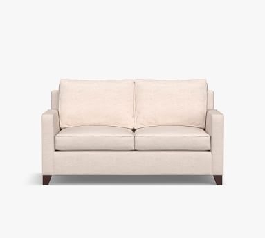 Cameron Square Arm Upholstered Sofa 86" 3-Seater, Polyester Wrapped Cushions, Performance Heathered Basketweave Navy - Image 1