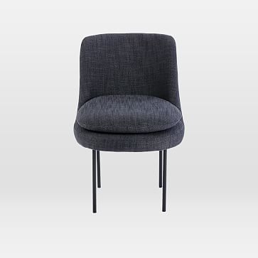 Modern Curved Dining Chair,Deco Weave,Pearl Gray,Black Pc - Image 2