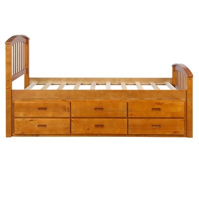 Nakhia Twin Size Platform Storage Bed Solid Wood Bed With 6 Drawers - Image 0