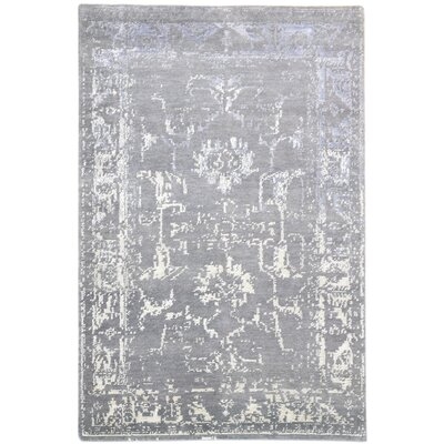 One-of-a-Kind Hand-Knotted 4' x 6' Wool/Viscose Area Rug in Gray - Image 0