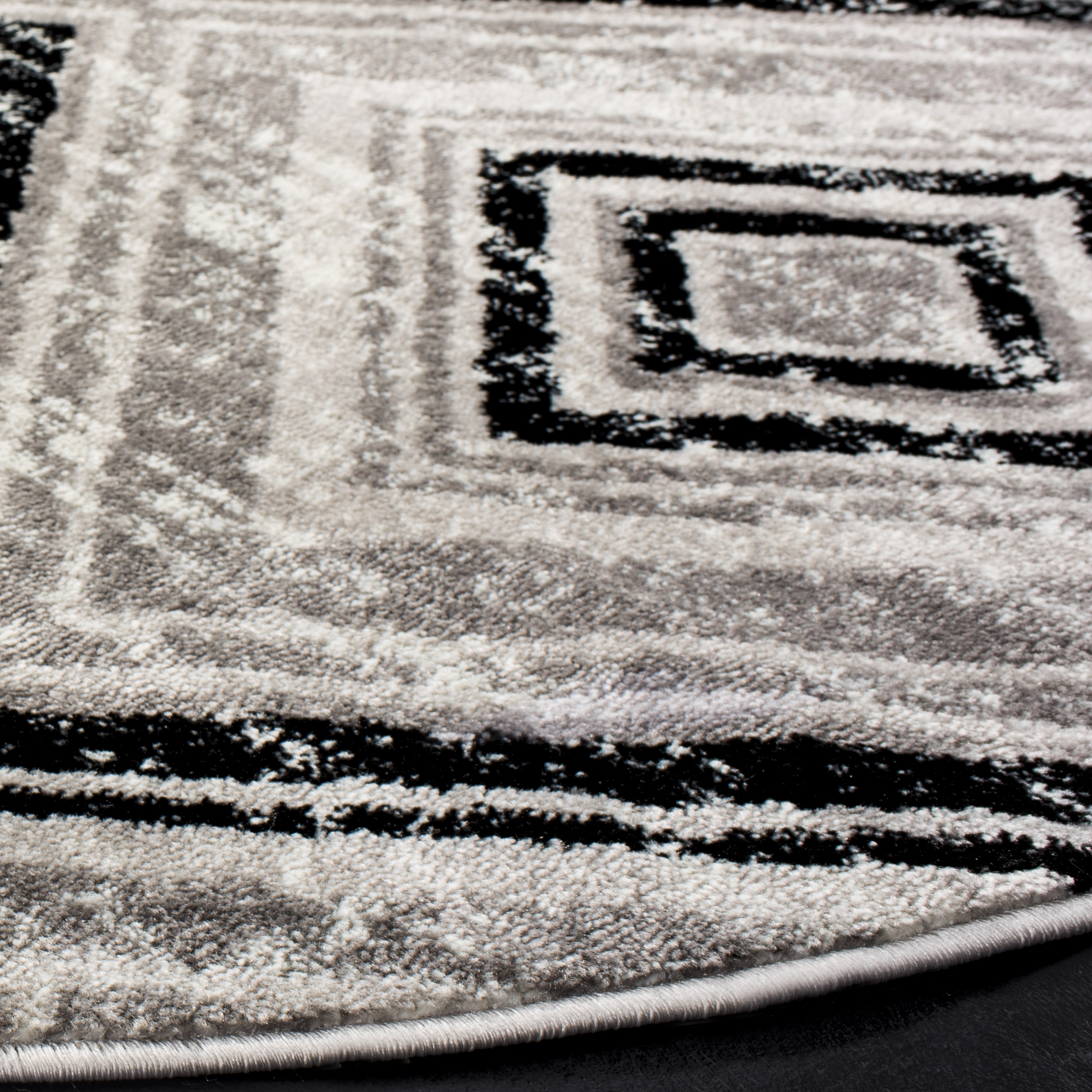 Arlo Home Woven Area Rug, SKY120J, Grey/Black,  6' 7" X 6' 7" Round - Image 2