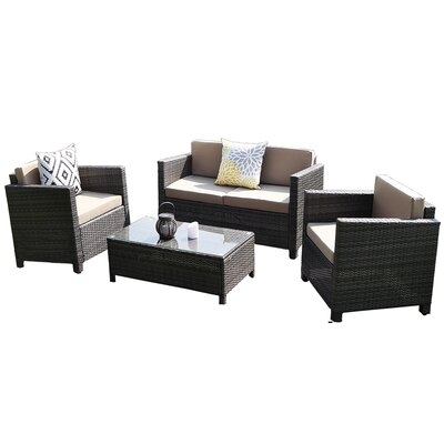 Gitika 4 Piece Rattan Sectional Seating Group with Cushions - Image 0