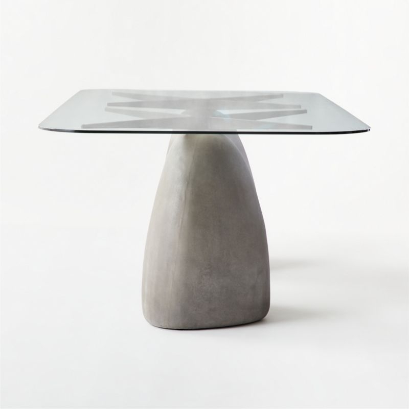 Stone 95" Rectangular Grey Concrete Dining Table with Glass Top - Image 4