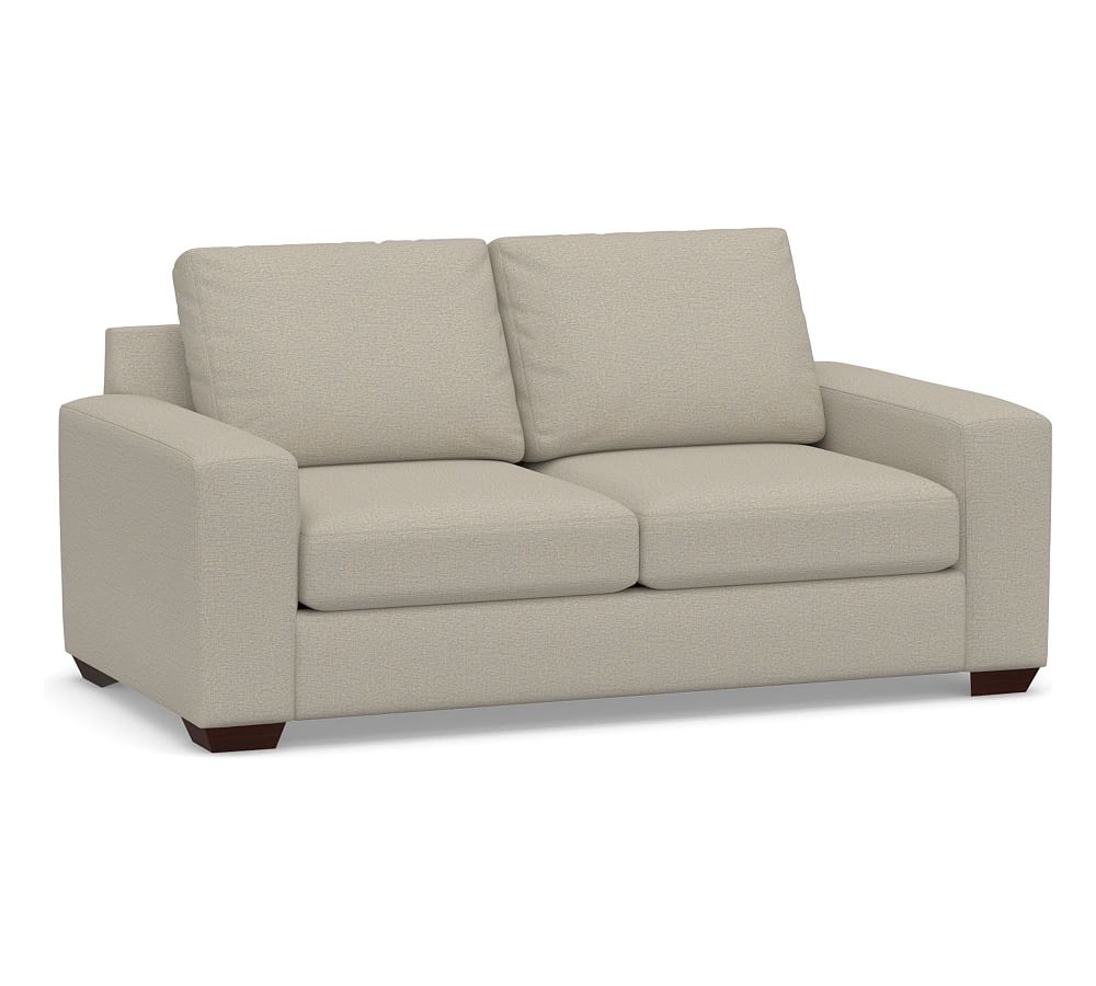 Big Sur Square Arm Upholstered Loveseat, Down Blend Wrapped Cushions, Performance Boucle Fog - Image 0