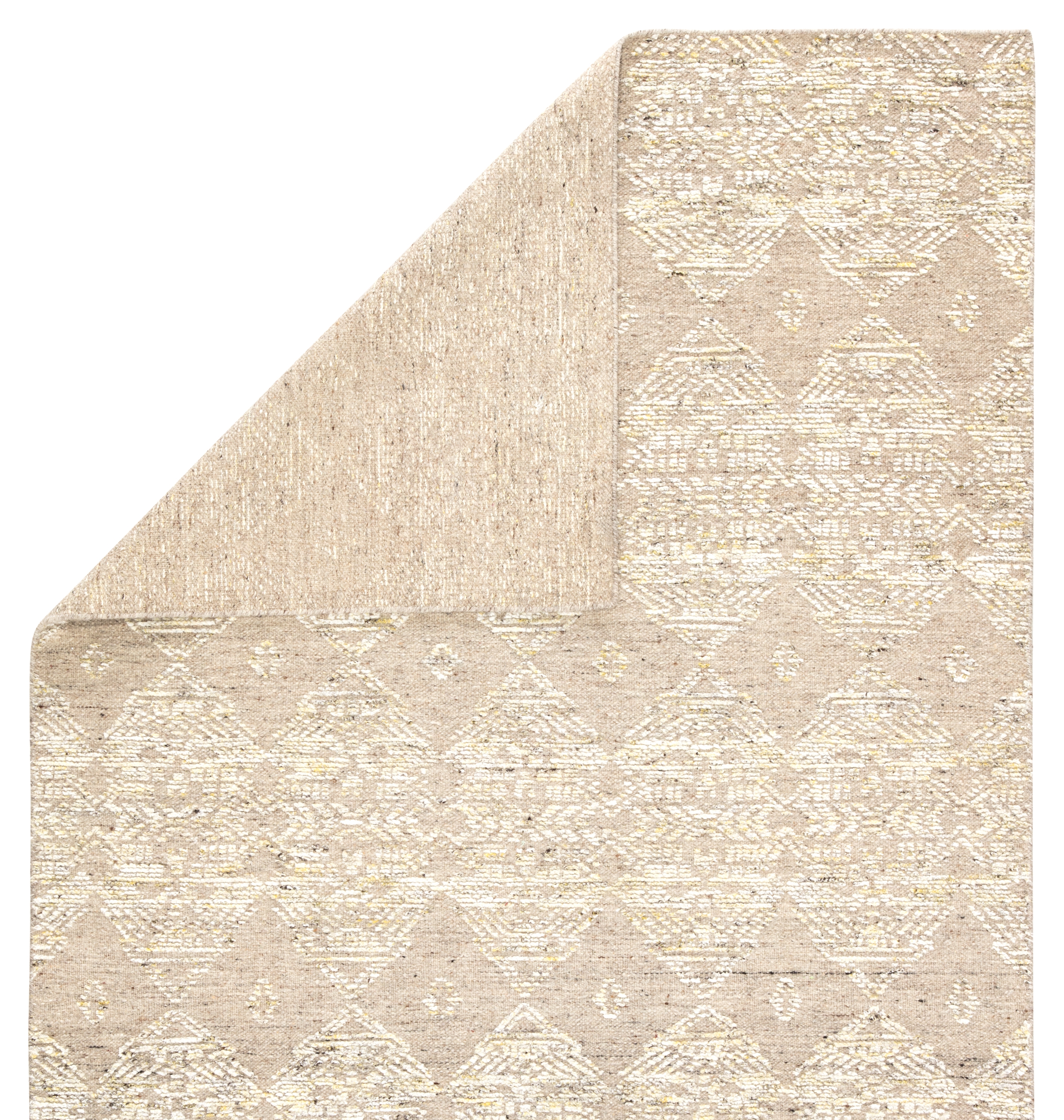 Dentelle Hand-Knotted Geometric Beige/ Gold Area Rug (8'X10') - Image 2