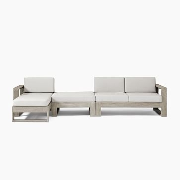 Portside 3 Pc Sectional Set 10: Left Arm Sofa + Xl Ottoman + Right Arm Chaise, Driftwood - Image 1