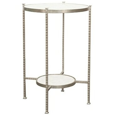 Worlds Away 2 Tier Hammered End Table with Strorage Table Base Color: Silver - Image 0