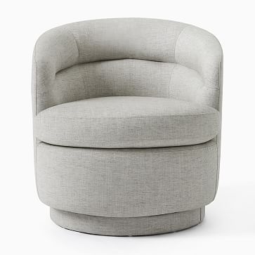 Viv Swivel Chair, Poly, Performance Coastal Linen, White, Concealed Supports - Image 2