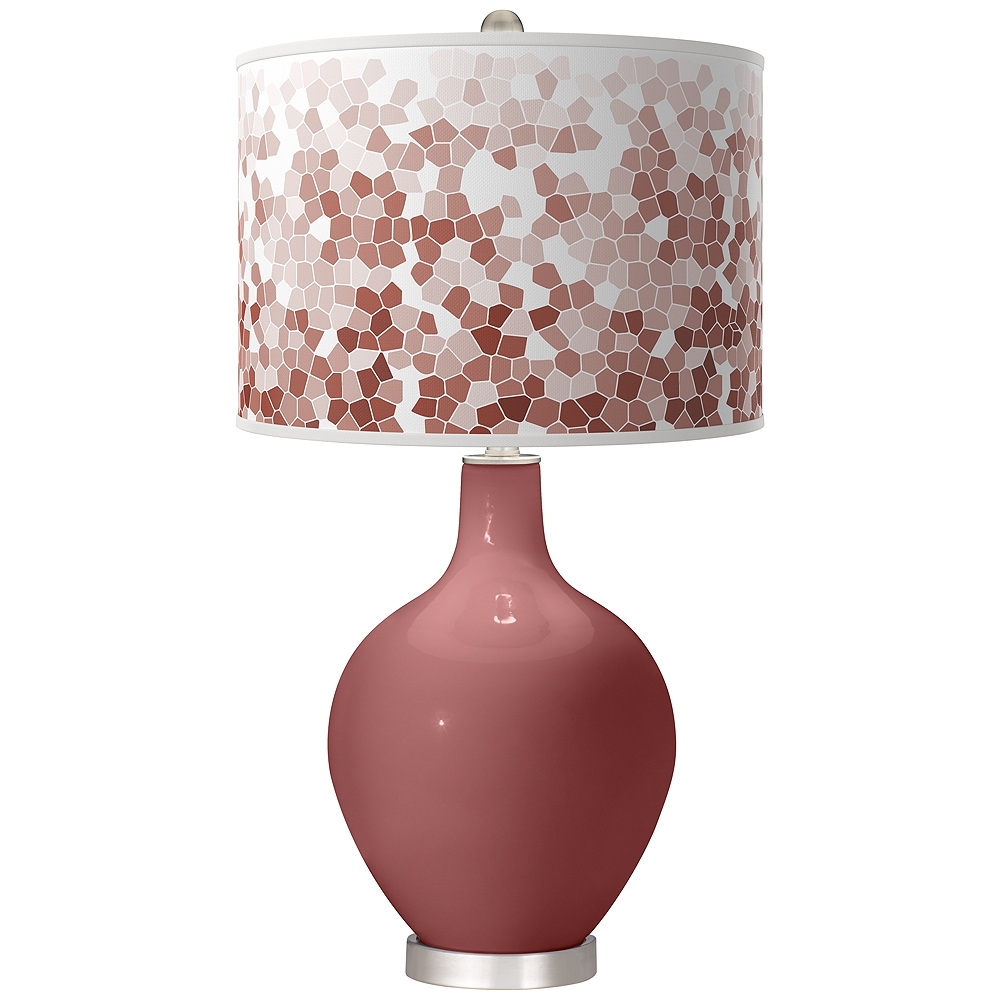 Color Plus Ovo 28 1/2" High Mosaic Shade Toile Red Table Lamp - Image 0