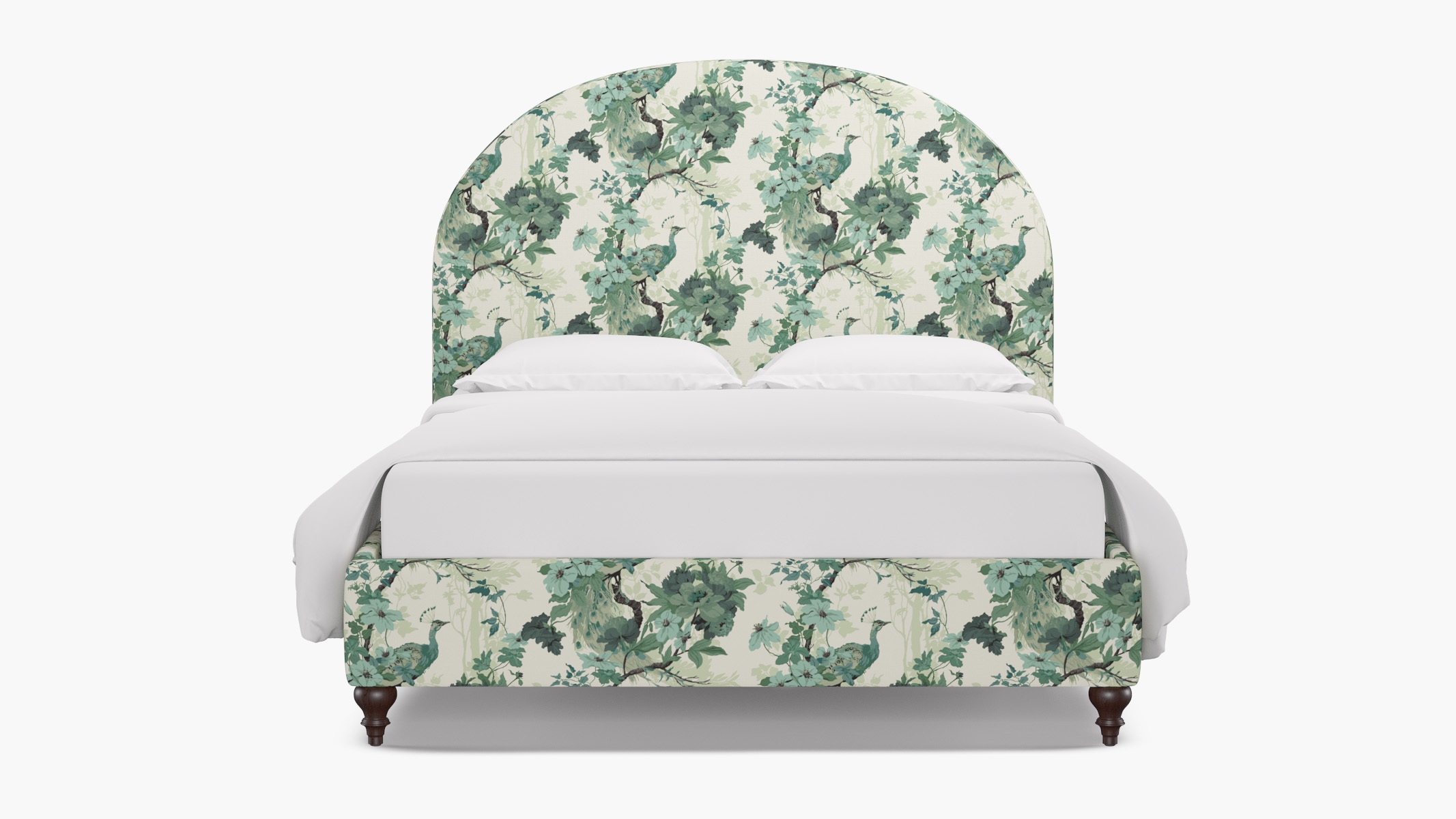 Demilune Bed, Jade Peacock Park, Espresso Traditional Turned Leg, Twin - Image 0