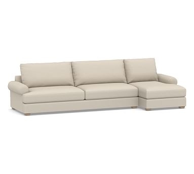 Canyon Roll Arm Upholstered Left Arm Sofa with Chaise Sectional, Down Blend Wrapped Cushions, Textured Twill Khaki - Image 0
