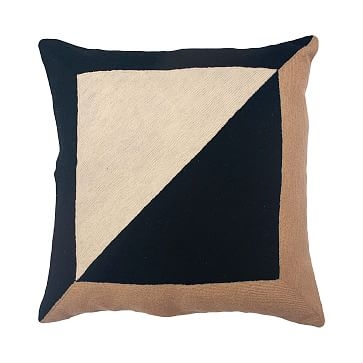 Marianne Square Pillow Hand, Embroidered Black Pillow - Image 0