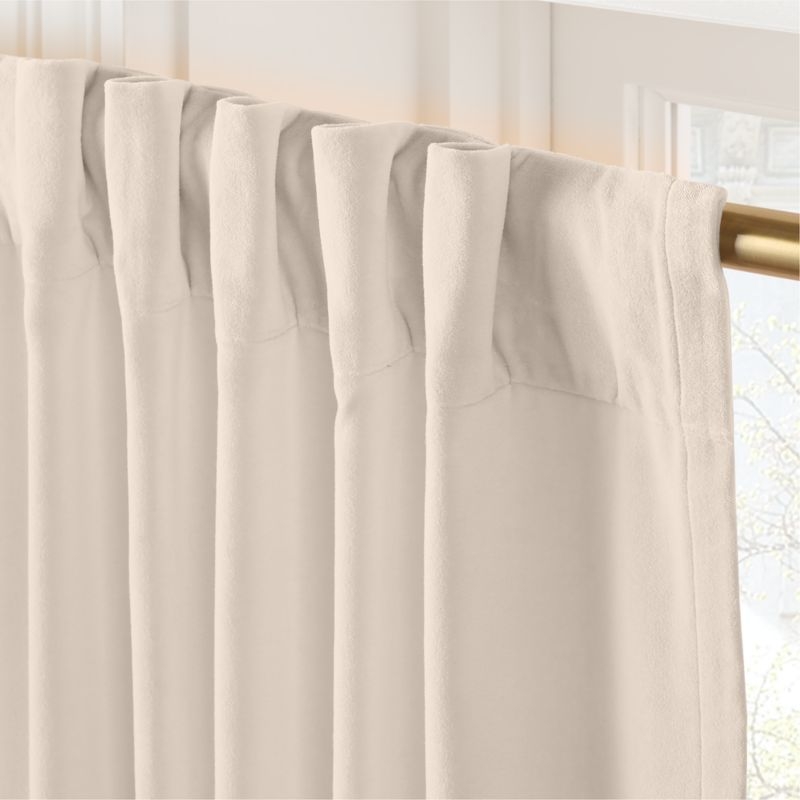 Light Taupe Organic Cotton Velvet Window Curtain Panel 48"x84" - Image 1