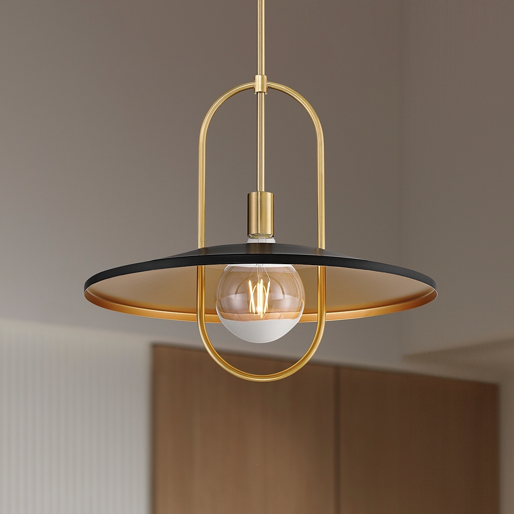 Bailey 19" Wide Medium Black and Soft Gold LED Pendant Light - Image 0