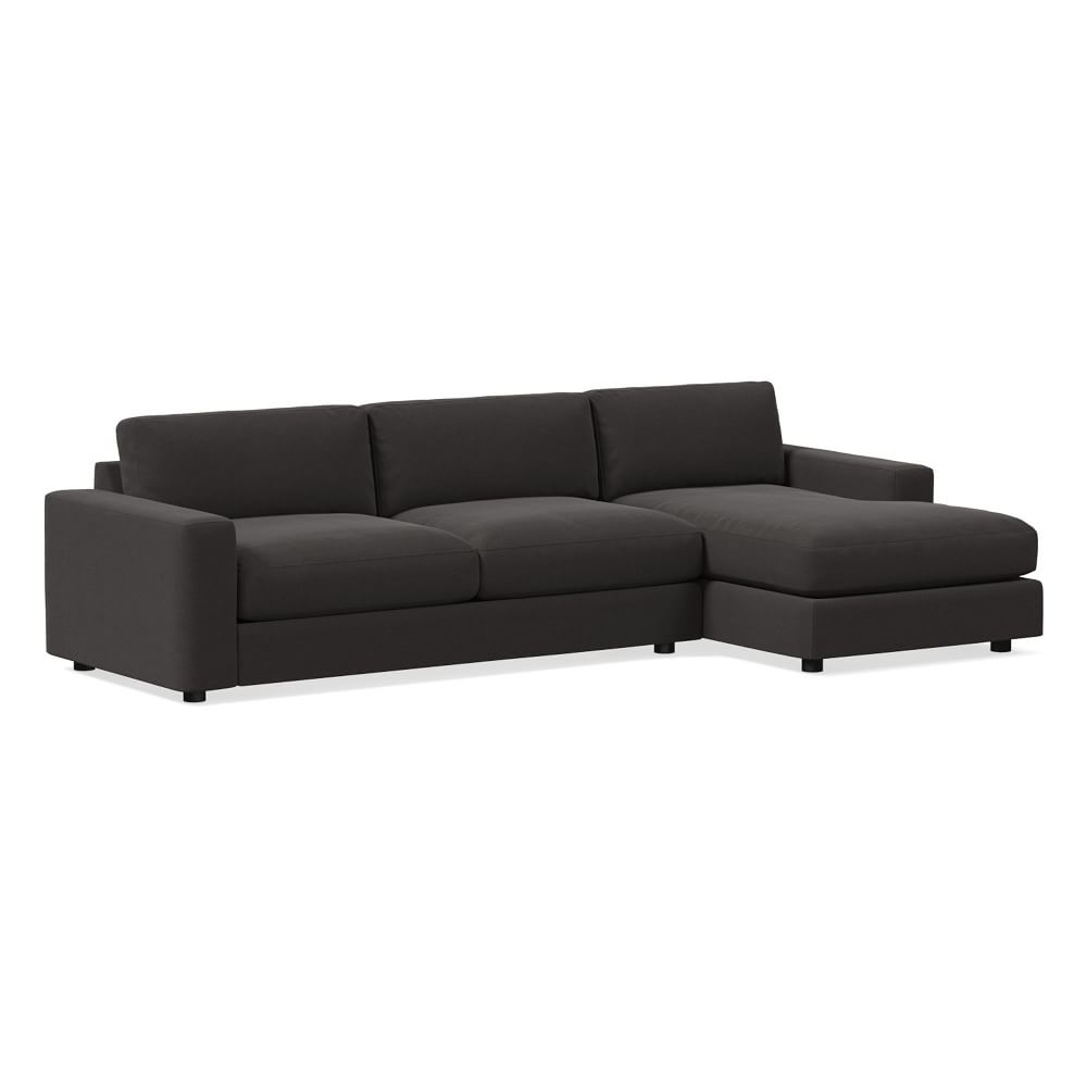 Urban 116" Right 2-Piece Chaise Sectional, Performance Velvet, Slate, Down Blend Fill - Image 0