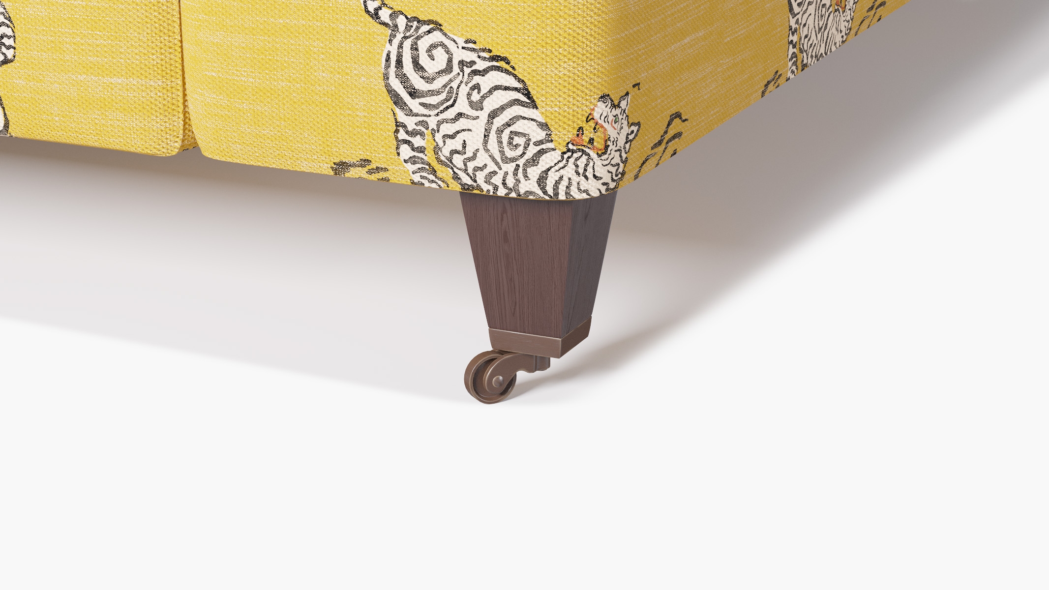 Classic Sofa, Dijon Tigresse, Espresso with Antique Brass Caster - Image 1