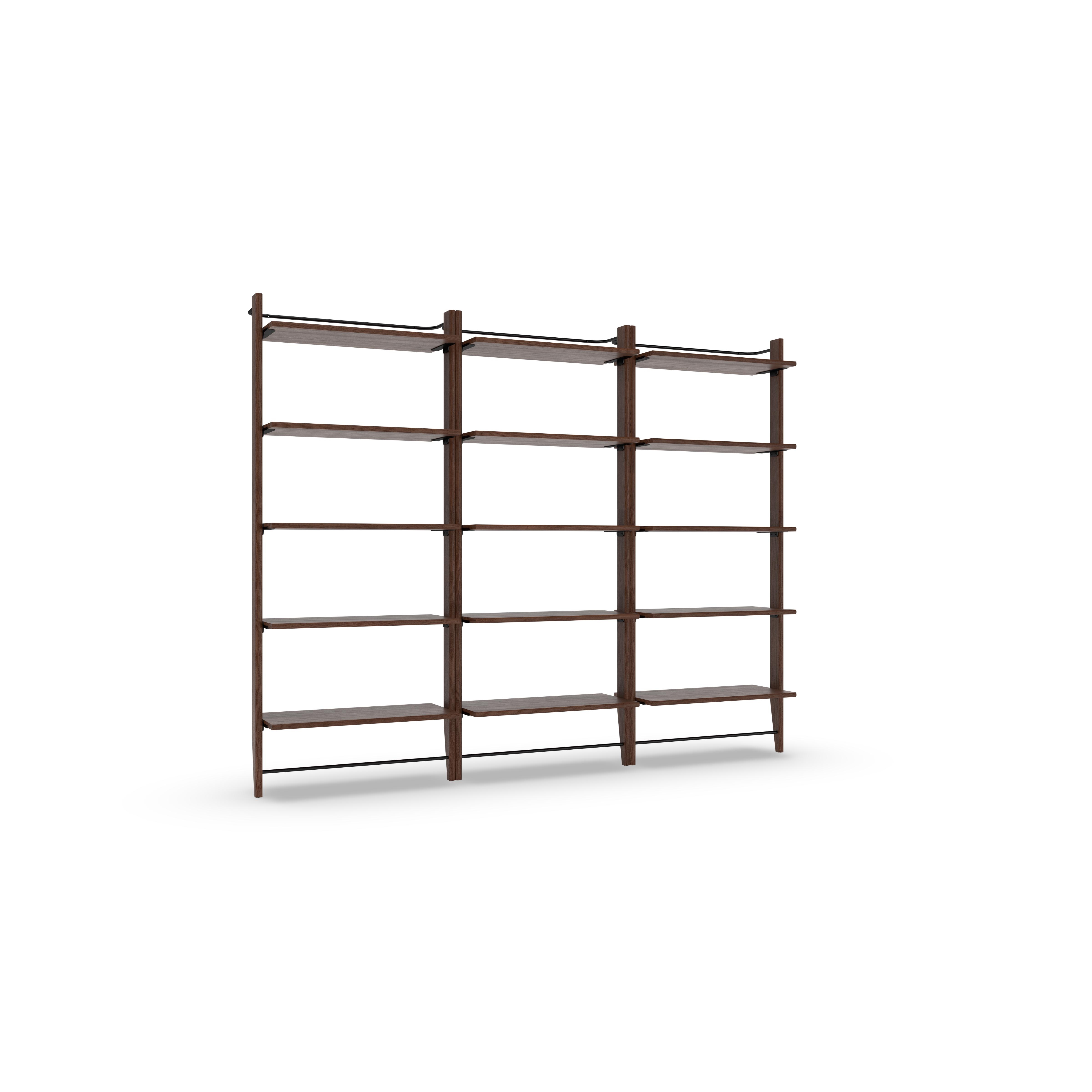 Title Triple Fully Open Bookshelf - Walnut - Wood - Image 0