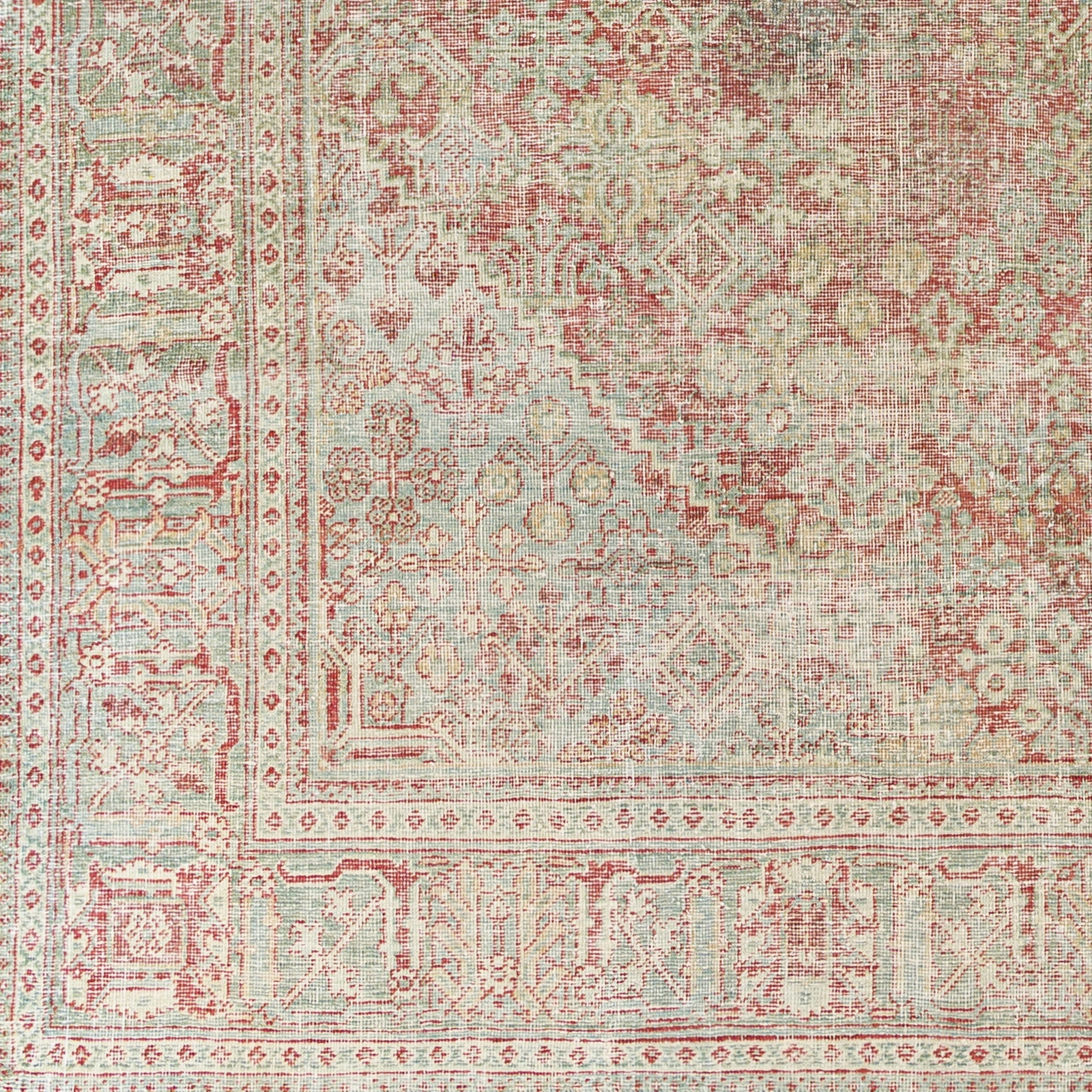 Antique One of a Kind Beige Indoor 8'7" x 11'5" Handmade Rug - Image 1