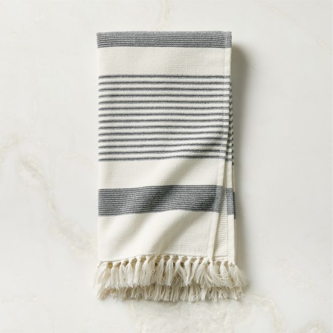 Hali Organic Cotton Black and White Hand Towel - Image 0