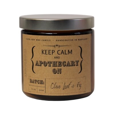 Keep Calm & Apothecary On Olive Leaf & Fig Soy Candle - Image 0