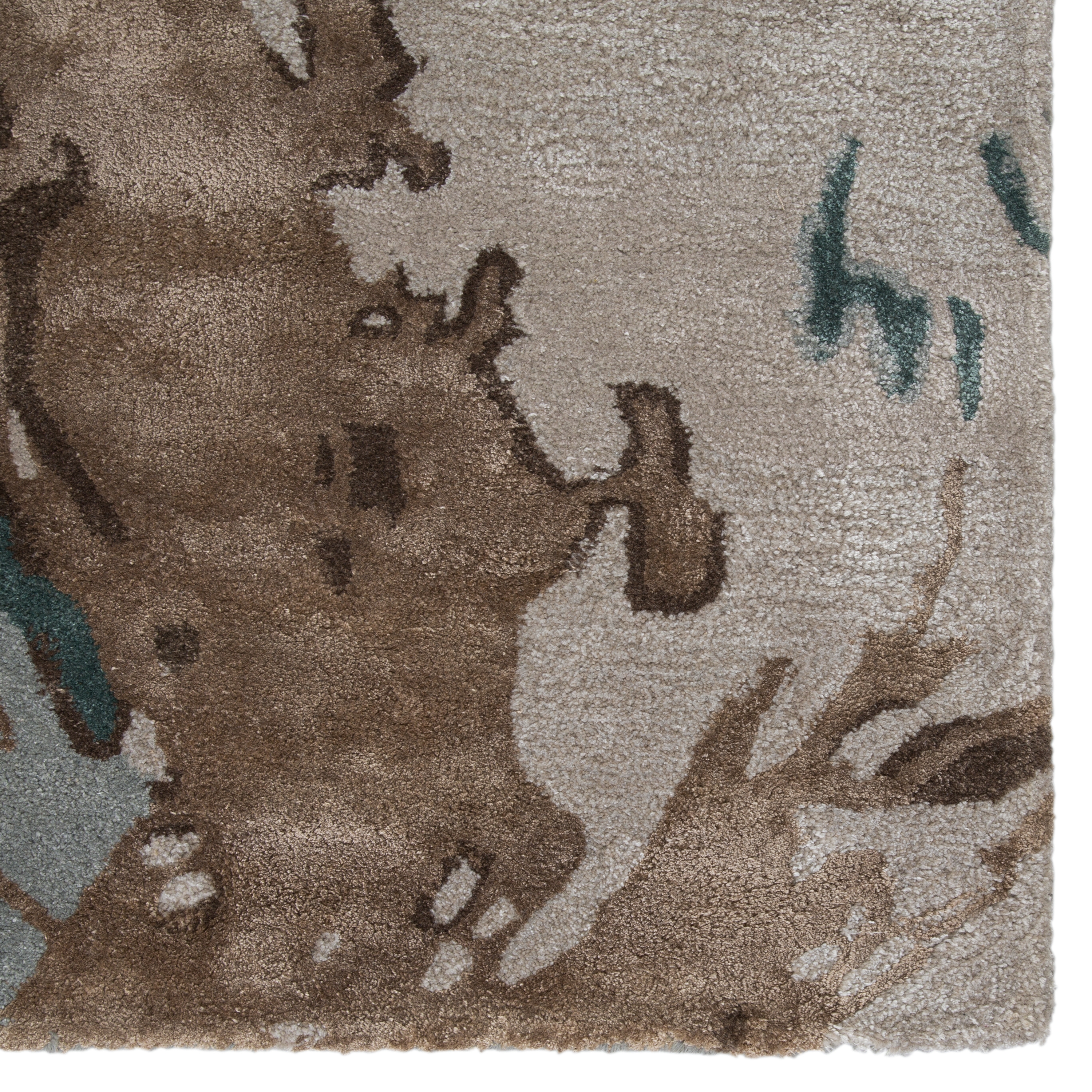 Conley Handmade Abstract Teal/ Light Gray Area Rug (2'X3') - Image 3