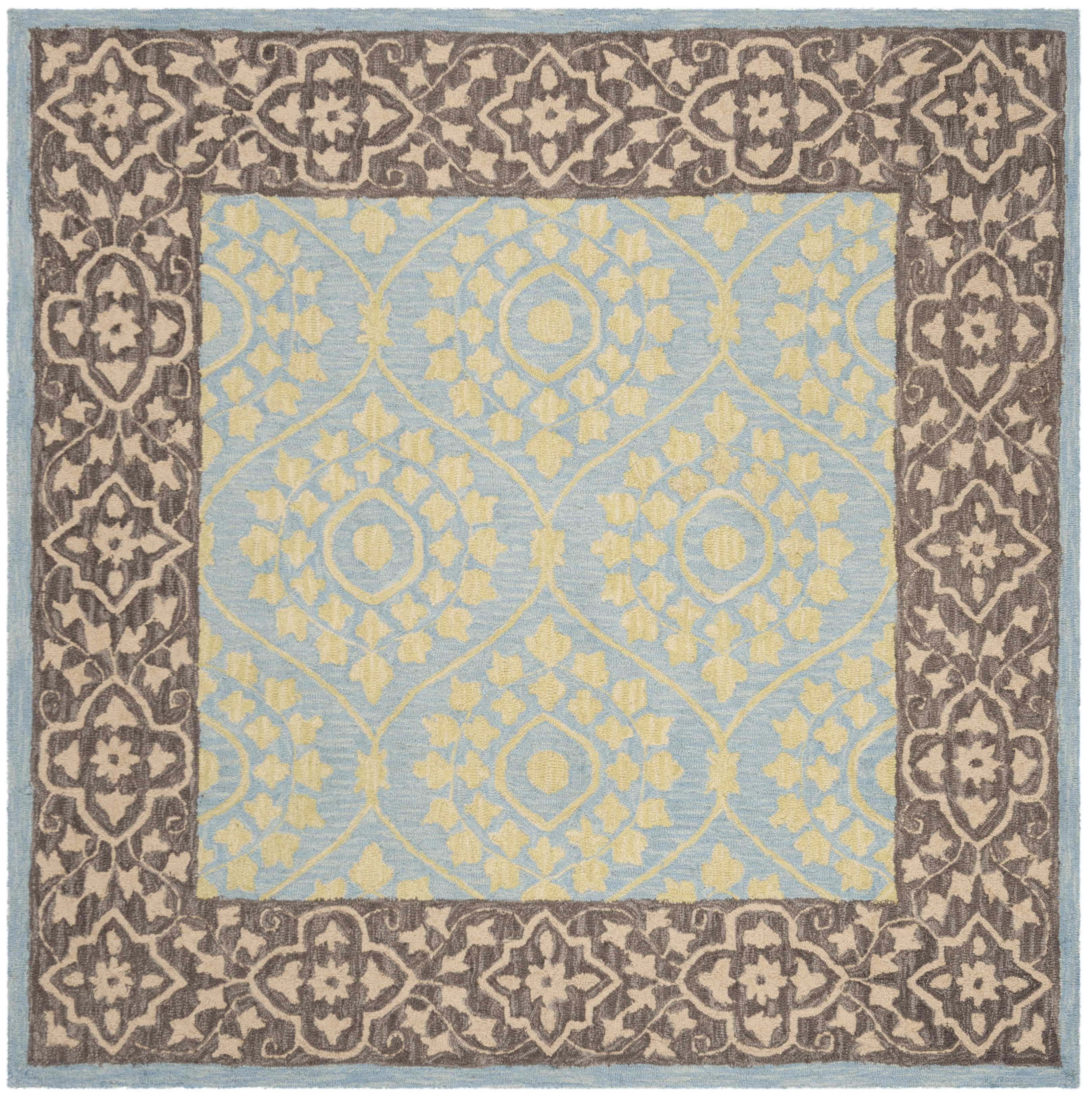 Arlo Home Hand Hooked Area Rug, SZN104A, Chocolate/Yellow,  5' X 5' Square - Image 0