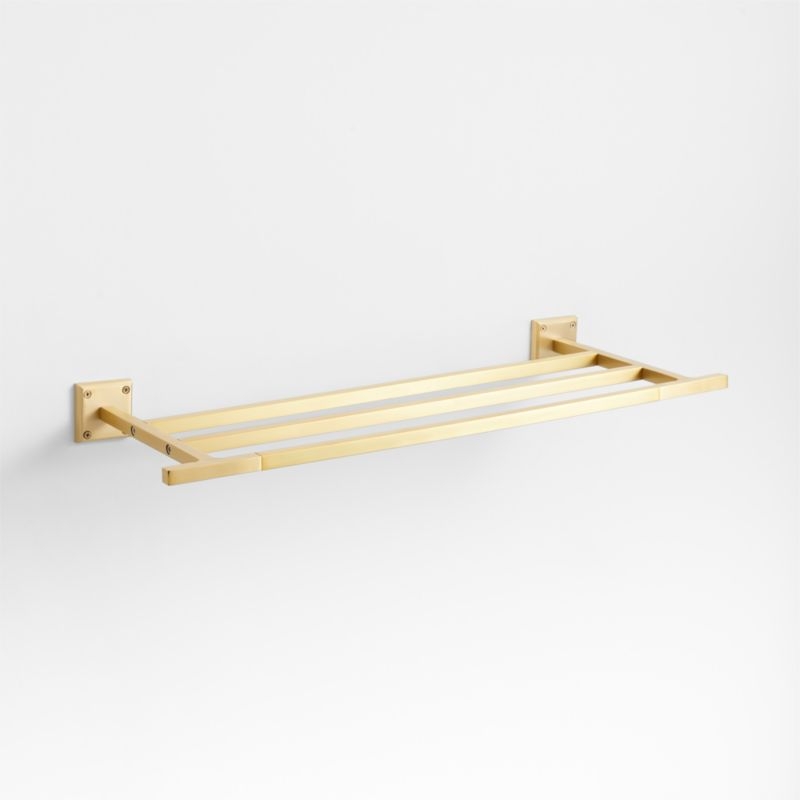 Square Edge Brushed Brass Wall-Mounted Bathroom Towel Rack - Image 1