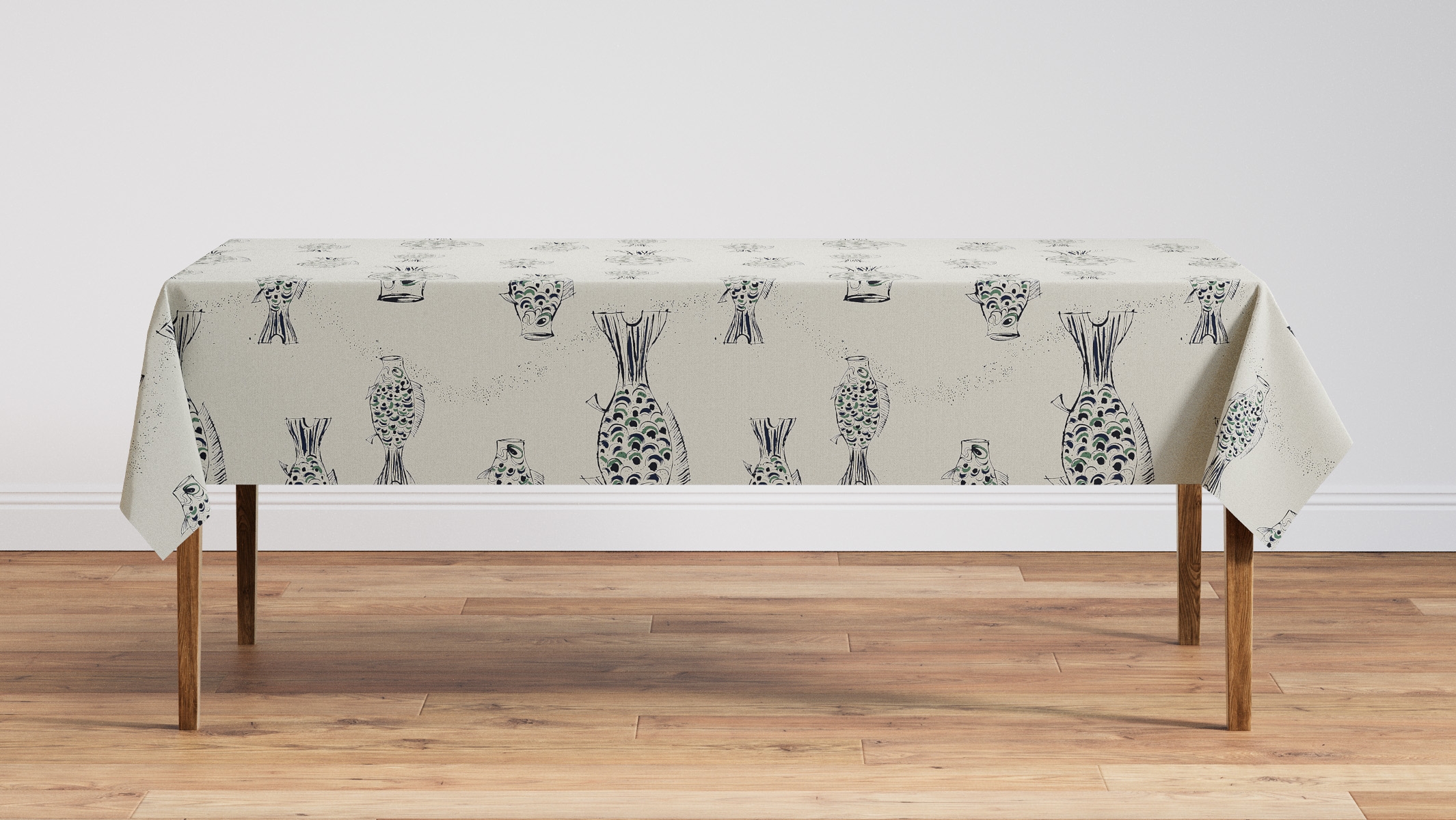 Tablecloth 56" x 90", Canvas Sakana, 56" x 90" - Image 1