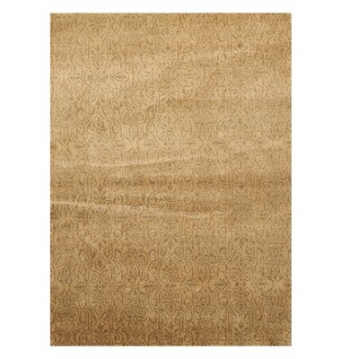 Isabelline 4'1''X6' Hand Knotted Wool Patterned Oriental Area Rug Gold, Moss Color - Image 0