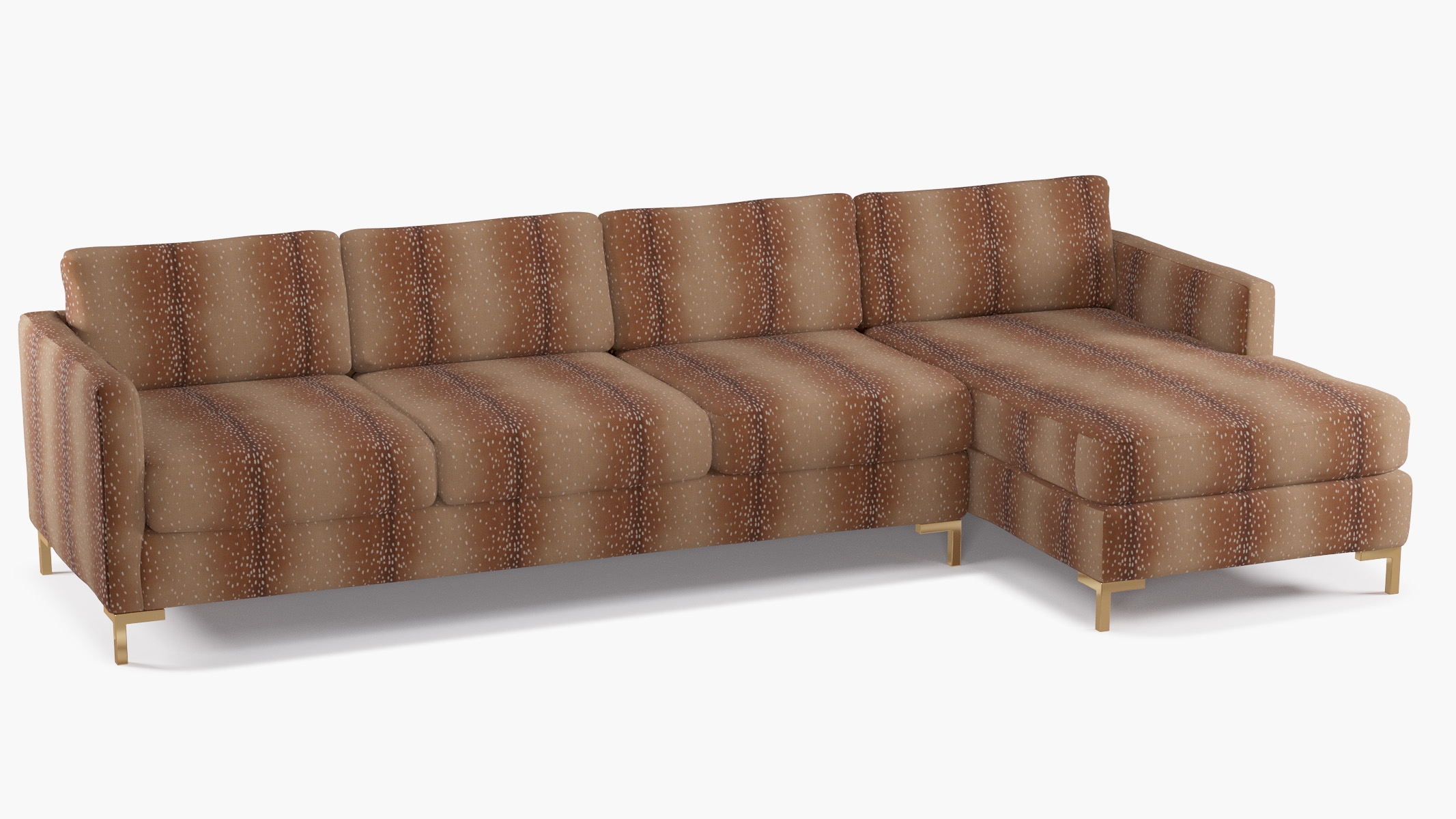 Modern Sectional, Right Facing, Antelope, Brass L Leg - Image 1
