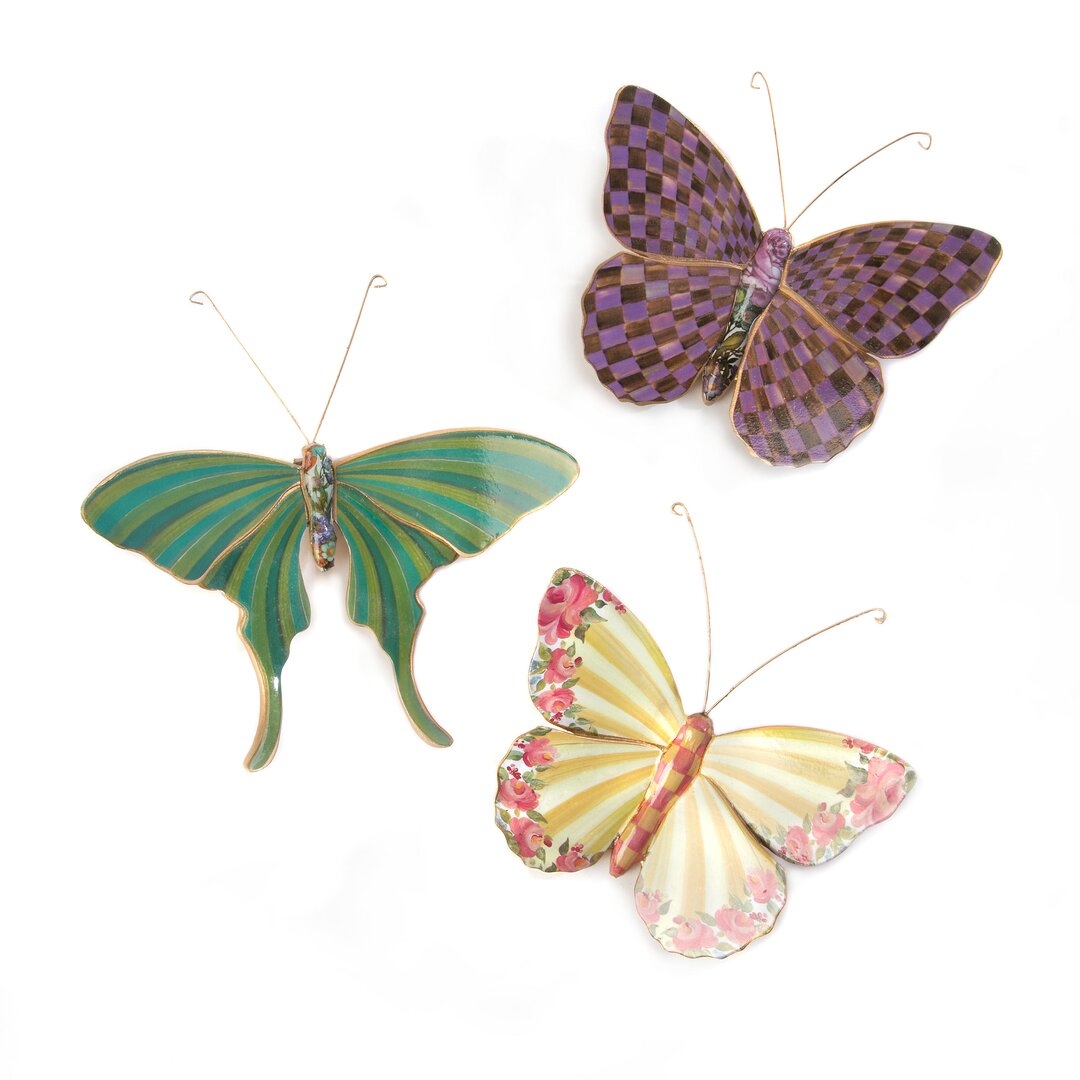 MacKenzie-Childs Butterfly Trio Wall Decor - Field 3 - Piece Set - Image 0