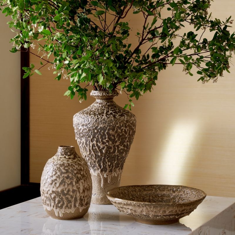 Rosalia Brown Ceramic Vase Small with Reactive Glaze - Image 1