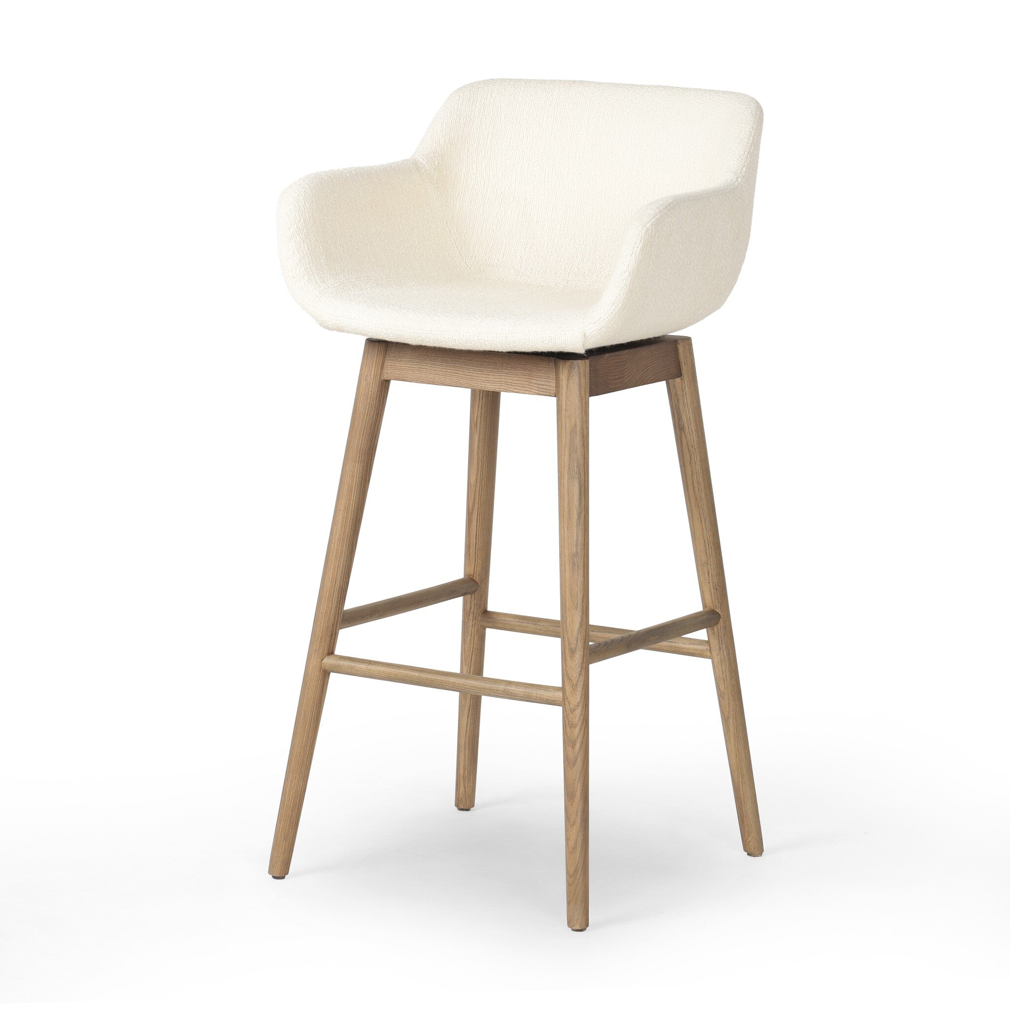 Hannah Swivel Bar + Counter Stool - Kerbey Ivory - Image 1