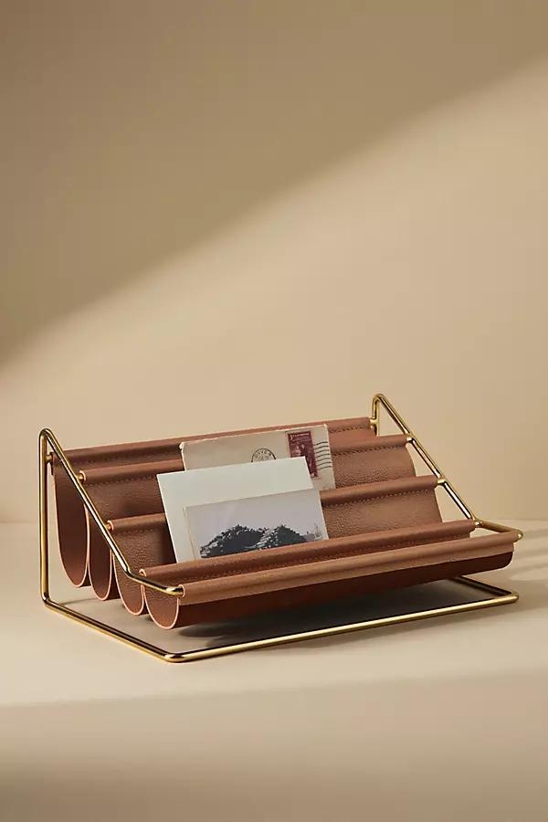 Leather Saddle Desk Organizer By Anthropologie in Pink - Image 0