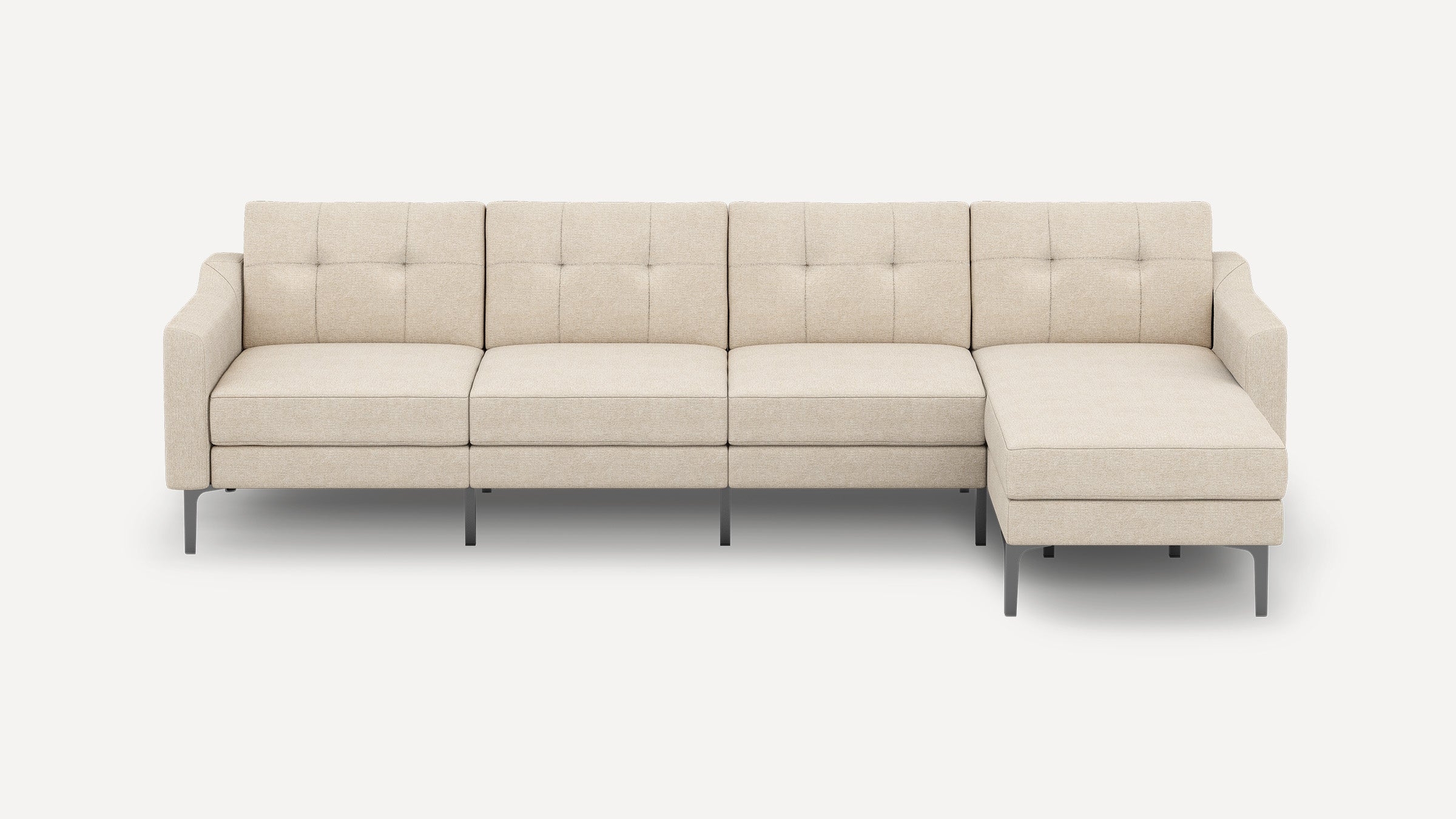 Nomad King Sectional - Heather Charcoal - Performance Chenille / Walnut - Wood / Slope - Image 9