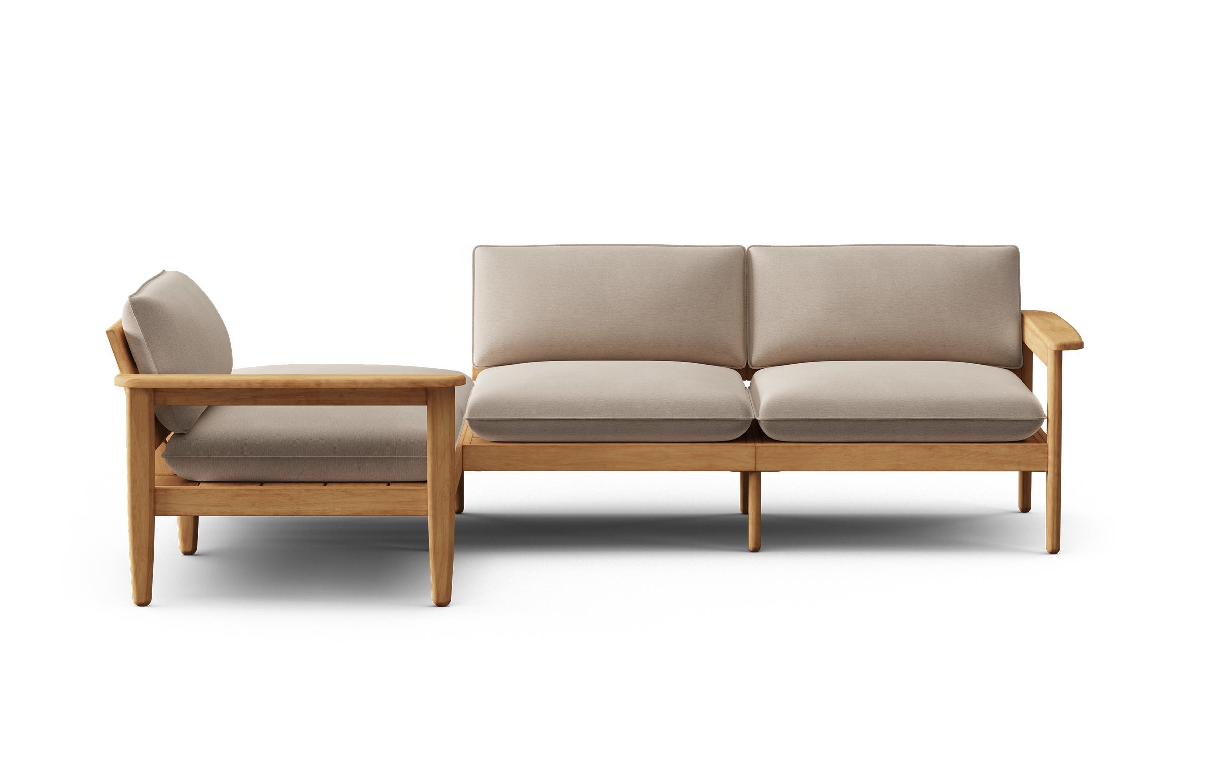 Dunes Teak 4-Piece Sectional - Sand - All Weather Fabric - Image 0