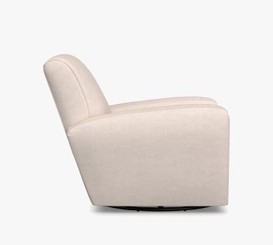 Manhattan Square Arm Upholstered Swivel Armchair, Polyester Wrapped Cushions, Performance Heathered Tweed Pebble - Image 2