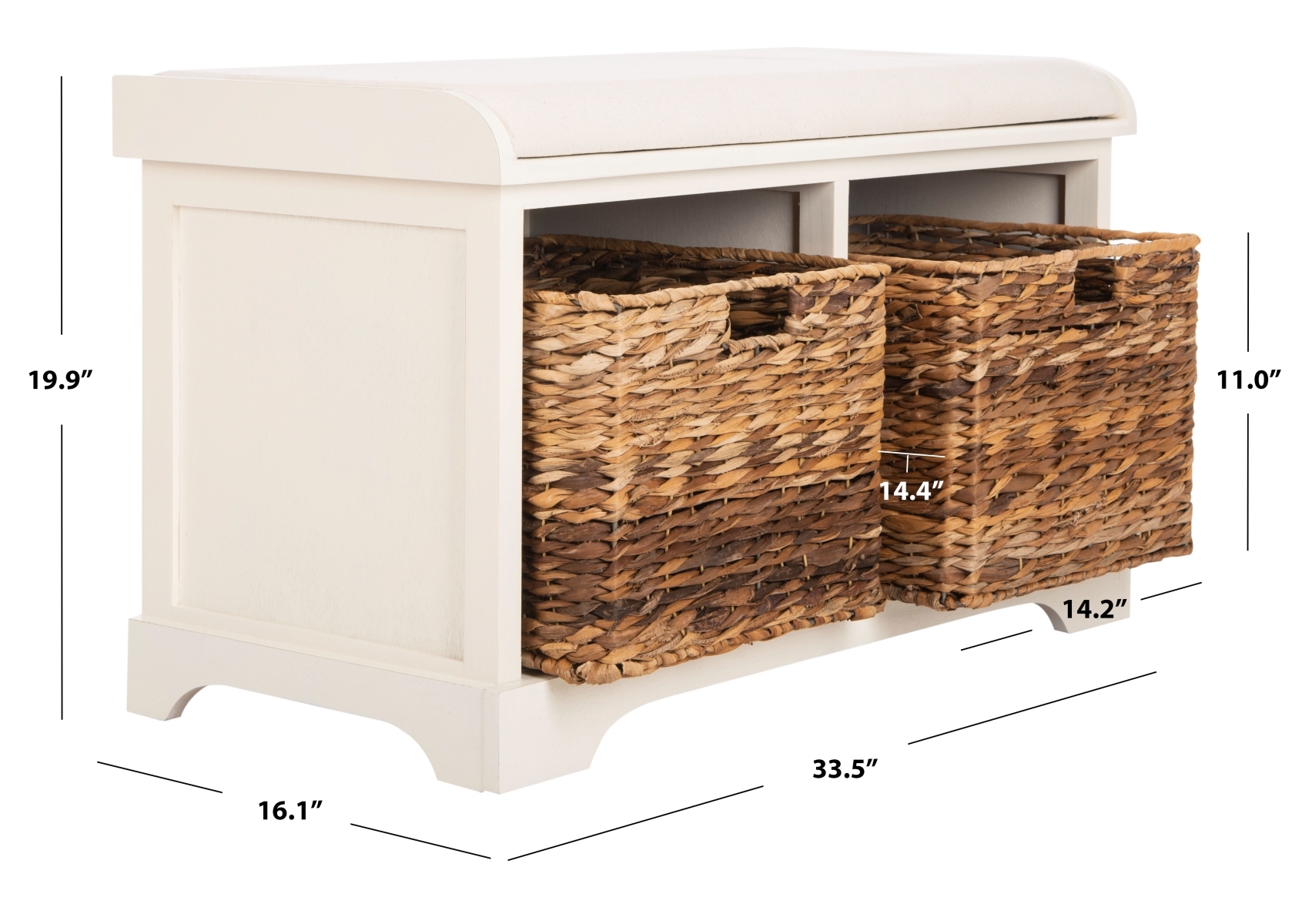 Freddy Storage Bench - Vintage White - Safavieh - Image 8
