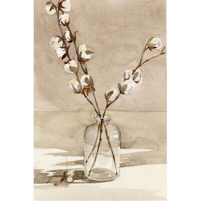 Cotton In Glass Vase - Wrapped Canvas Painting - Image 0