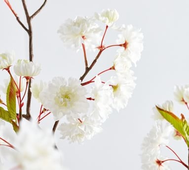 Faux Clustered Cherry Blossom Branch, White, 45"H - Image 1
