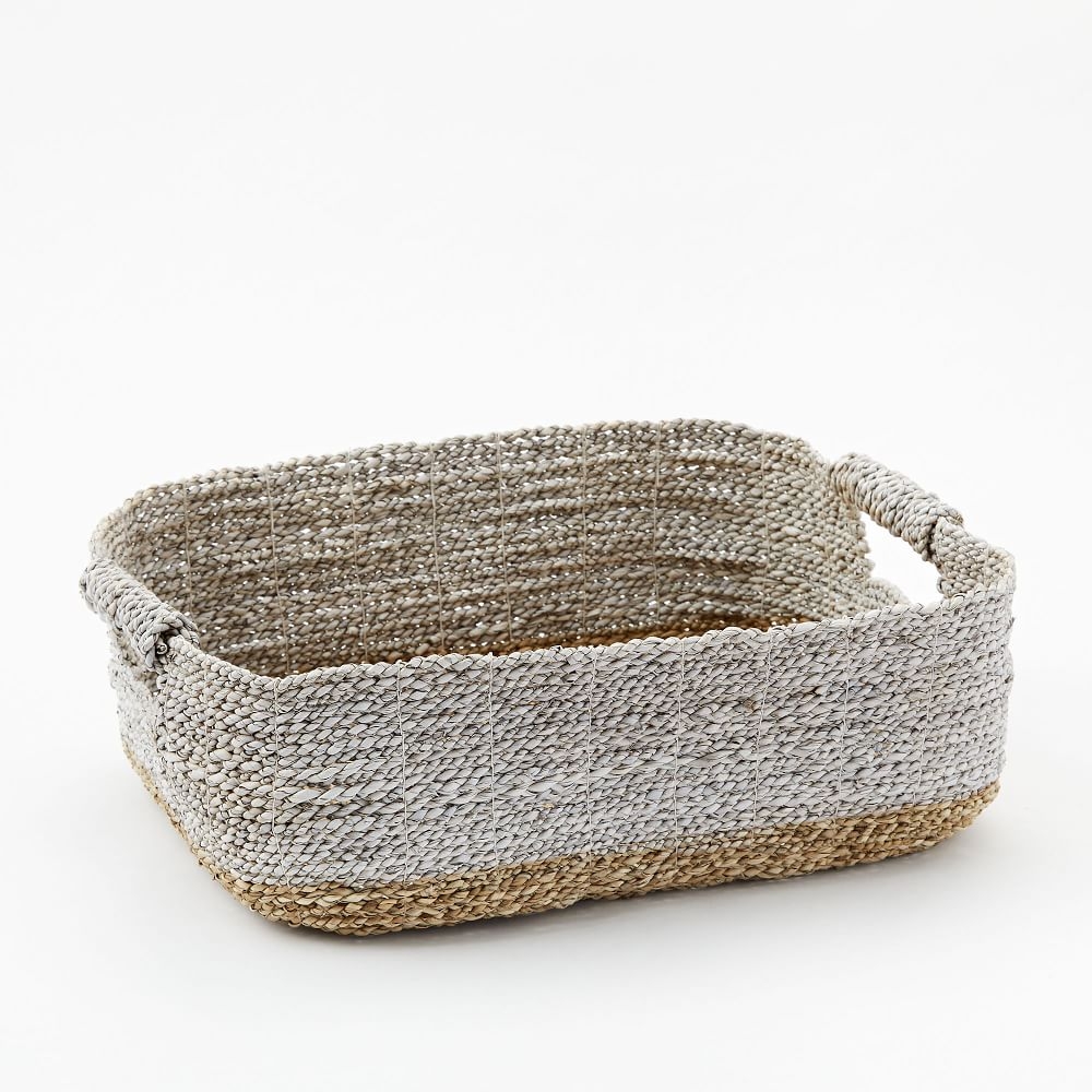 TWO TONE WOVEN BASKET PACK S/2 UNDERBED NATURAL/WHITE - Image 0
