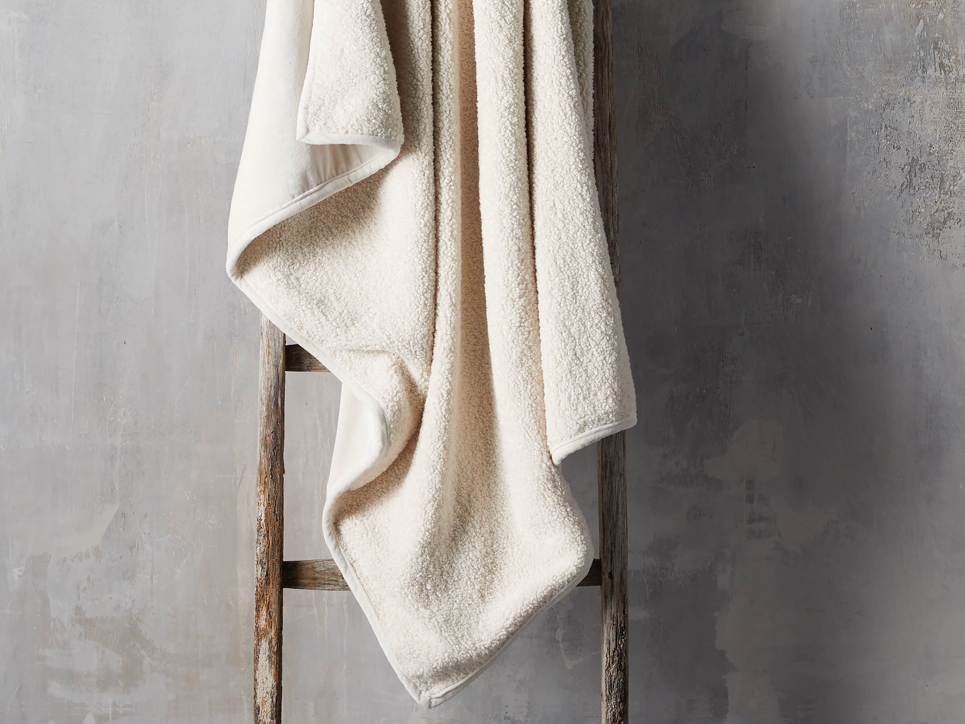 Faux Fur Sherpa Throw in Natural  Ivory - Image 0