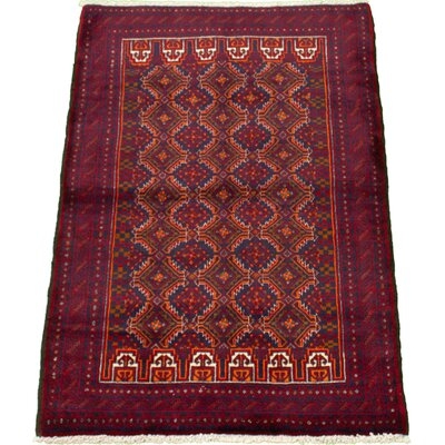 One-of-a-Kind Hand-Knotted 1980s Rizbaft Dark Red 3'4" x 5'4" Wool Area Rug - Image 0