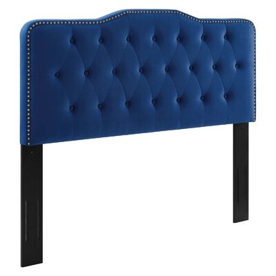 Alvetta Tufted Performance Velvet Twin Headboard In Teal - Image 0
