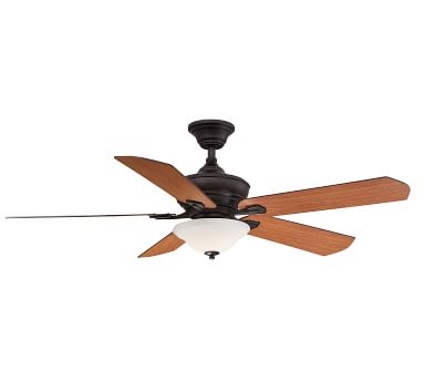 Camhaven Ceiling Fan With Glass Bowl Light Kit, Matte Greige & Weathered Wood - Image 2