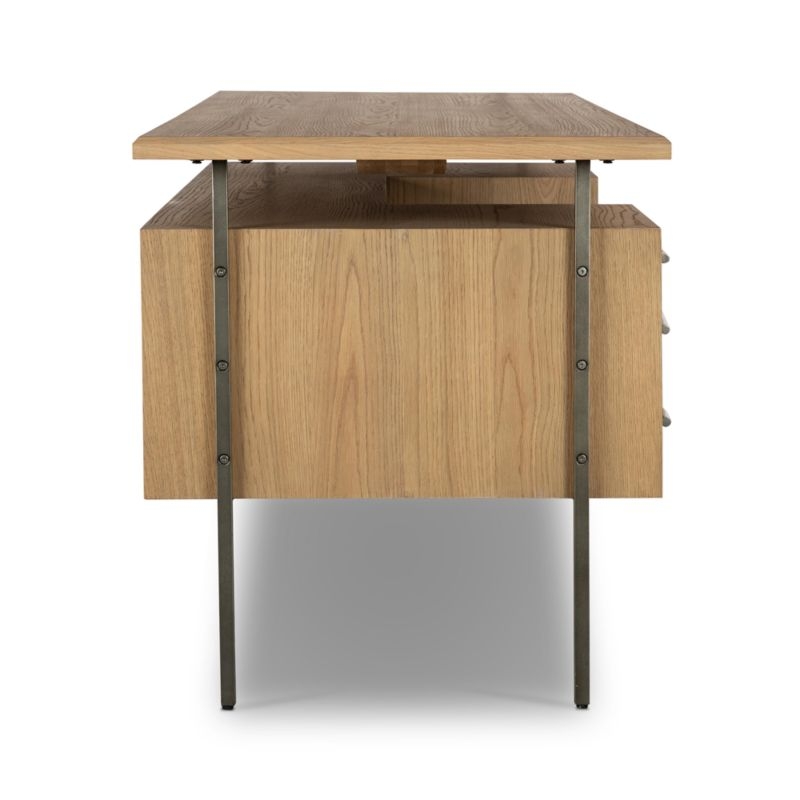 Sedgwick Solid Oak Wood Desk with Storage - Image 3