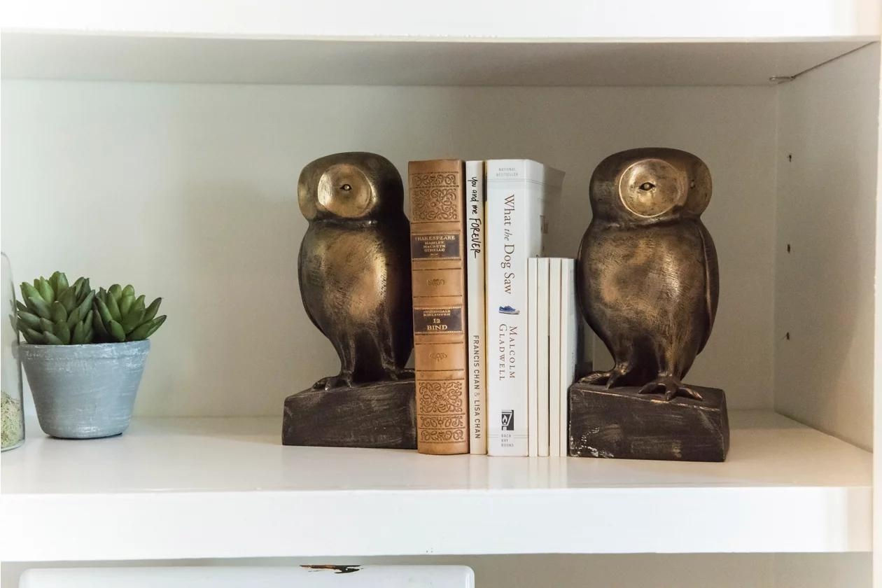 Resin Owl Shaped Bookends, Bronze Finish, Set of 2 - Image 4
